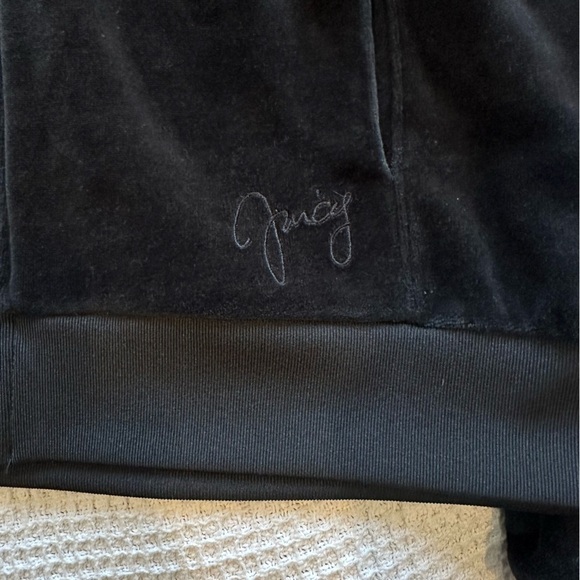 Juicy Couture Womens Velour Full Zip Hoodie Pitch Black size XL Pendent Zipper - Picture 8 of 12